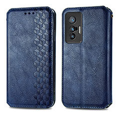 Funda de Cuero Cartera con Soporte Carcasa S01D para Vivo X70t Azul