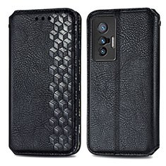 Funda de Cuero Cartera con Soporte Carcasa S01D para Vivo X70t Negro