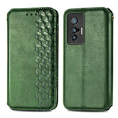 Funda de Cuero Cartera con Soporte Carcasa S01D para Vivo X70t Verde