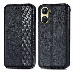 Funda de Cuero Cartera con Soporte Carcasa S01D para Vivo Y02S Negro