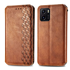 Funda de Cuero Cartera con Soporte Carcasa S01D para Vivo Y10 Marron