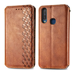 Funda de Cuero Cartera con Soporte Carcasa S01D para Vivo Y11 Marron