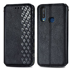 Funda de Cuero Cartera con Soporte Carcasa S01D para Vivo Y11 Negro