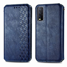 Funda de Cuero Cartera con Soporte Carcasa S01D para Vivo Y12A Azul