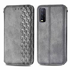 Funda de Cuero Cartera con Soporte Carcasa S01D para Vivo Y12A Gris