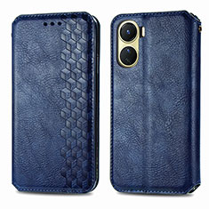 Funda de Cuero Cartera con Soporte Carcasa S01D para Vivo Y16 Azul