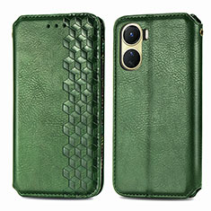 Funda de Cuero Cartera con Soporte Carcasa S01D para Vivo Y16 Verde