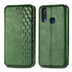 Funda de Cuero Cartera con Soporte Carcasa S01D para Vivo Y17 Verde