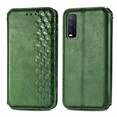 Funda de Cuero Cartera con Soporte Carcasa S01D para Vivo Y20G Verde