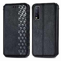 Funda de Cuero Cartera con Soporte Carcasa S01D para Vivo Y20s Negro