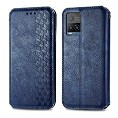 Funda de Cuero Cartera con Soporte Carcasa S01D para Vivo Y21 Azul