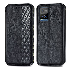 Funda de Cuero Cartera con Soporte Carcasa S01D para Vivo Y21a Negro