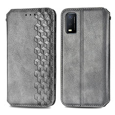 Funda de Cuero Cartera con Soporte Carcasa S01D para Vivo Y3s (2021) Gris