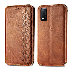 Funda de Cuero Cartera con Soporte Carcasa S01D para Vivo Y3s (2021) Marron