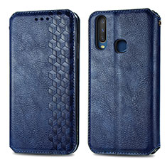 Funda de Cuero Cartera con Soporte Carcasa S01D para Vivo Y3s Azul