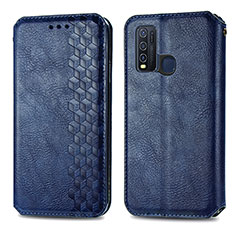 Funda de Cuero Cartera con Soporte Carcasa S01D para Vivo Y50 Azul