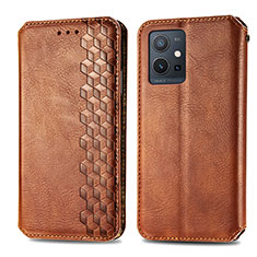 Funda de Cuero Cartera con Soporte Carcasa S01D para Vivo Y55s 5G Marron