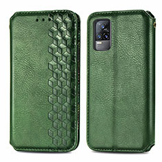 Funda de Cuero Cartera con Soporte Carcasa S01D para Vivo Y73 (2021) Verde