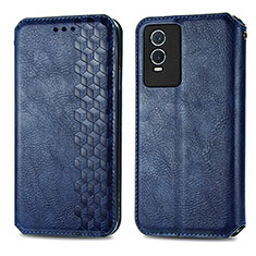 Funda de Cuero Cartera con Soporte Carcasa S01D para Vivo Y74s 5G Azul