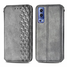 Funda de Cuero Cartera con Soporte Carcasa S01D para Vivo Y75s 5G Gris