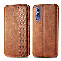 Funda de Cuero Cartera con Soporte Carcasa S01D para Vivo Y75s 5G Marron