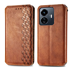 Funda de Cuero Cartera con Soporte Carcasa S01D para Vivo Y77e 5G Marron