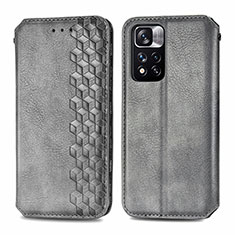 Funda de Cuero Cartera con Soporte Carcasa S01D para Xiaomi Mi 11i 5G (2022) Gris