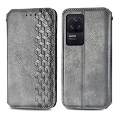 Funda de Cuero Cartera con Soporte Carcasa S01D para Xiaomi Poco F4 5G Gris