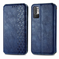 Funda de Cuero Cartera con Soporte Carcasa S01D para Xiaomi POCO M3 Pro 5G Azul