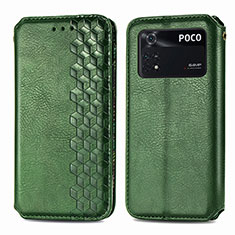 Funda de Cuero Cartera con Soporte Carcasa S01D para Xiaomi Poco M4 Pro 4G Verde