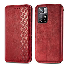 Funda de Cuero Cartera con Soporte Carcasa S01D para Xiaomi Poco M4 Pro 5G Rojo