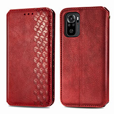 Funda de Cuero Cartera con Soporte Carcasa S01D para Xiaomi Poco M5S Rojo