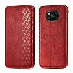 Funda de Cuero Cartera con Soporte Carcasa S01D para Xiaomi Poco X3 NFC Rojo