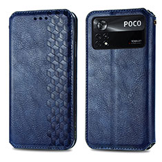 Funda de Cuero Cartera con Soporte Carcasa S01D para Xiaomi Poco X4 Pro 5G Azul