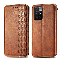 Funda de Cuero Cartera con Soporte Carcasa S01D para Xiaomi Redmi 10 (2022) Marron