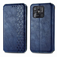 Funda de Cuero Cartera con Soporte Carcasa S01D para Xiaomi Redmi 10 India Azul