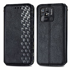 Funda de Cuero Cartera con Soporte Carcasa S01D para Xiaomi Redmi 10 India Negro