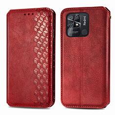 Funda de Cuero Cartera con Soporte Carcasa S01D para Xiaomi Redmi 10C 4G Rojo