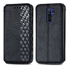 Funda de Cuero Cartera con Soporte Carcasa S01D para Xiaomi Redmi 9 Negro