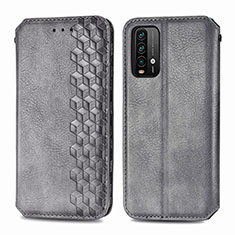 Funda de Cuero Cartera con Soporte Carcasa S01D para Xiaomi Redmi 9 Power Gris