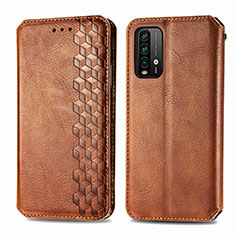 Funda de Cuero Cartera con Soporte Carcasa S01D para Xiaomi Redmi 9 Power Marron