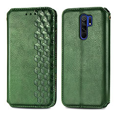 Funda de Cuero Cartera con Soporte Carcasa S01D para Xiaomi Redmi 9 Verde