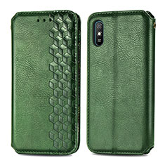 Funda de Cuero Cartera con Soporte Carcasa S01D para Xiaomi Redmi 9i Verde