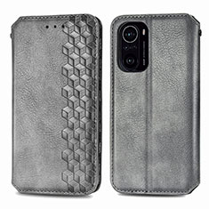 Funda de Cuero Cartera con Soporte Carcasa S01D para Xiaomi Redmi K40 5G Gris