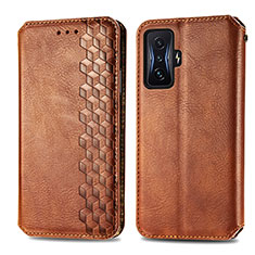 Funda de Cuero Cartera con Soporte Carcasa S01D para Xiaomi Redmi K50 Gaming AMG F1 5G Marron