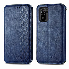 Funda de Cuero Cartera con Soporte Carcasa S01D para Xiaomi Redmi Note 10 4G Azul