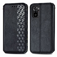 Funda de Cuero Cartera con Soporte Carcasa S01D para Xiaomi Redmi Note 10 4G Negro