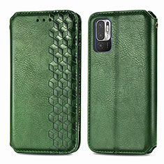 Funda de Cuero Cartera con Soporte Carcasa S01D para Xiaomi Redmi Note 10 5G Verde