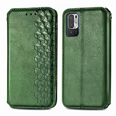 Funda de Cuero Cartera con Soporte Carcasa S01D para Xiaomi Redmi Note 10 JE 5G Verde