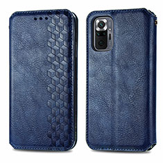 Funda de Cuero Cartera con Soporte Carcasa S01D para Xiaomi Redmi Note 10 Pro 4G Azul